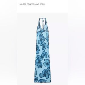 Zara blue halter printed dress size small.